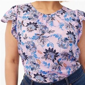 J. Crew Pintuck Flutter Sleeve Blouse Size S